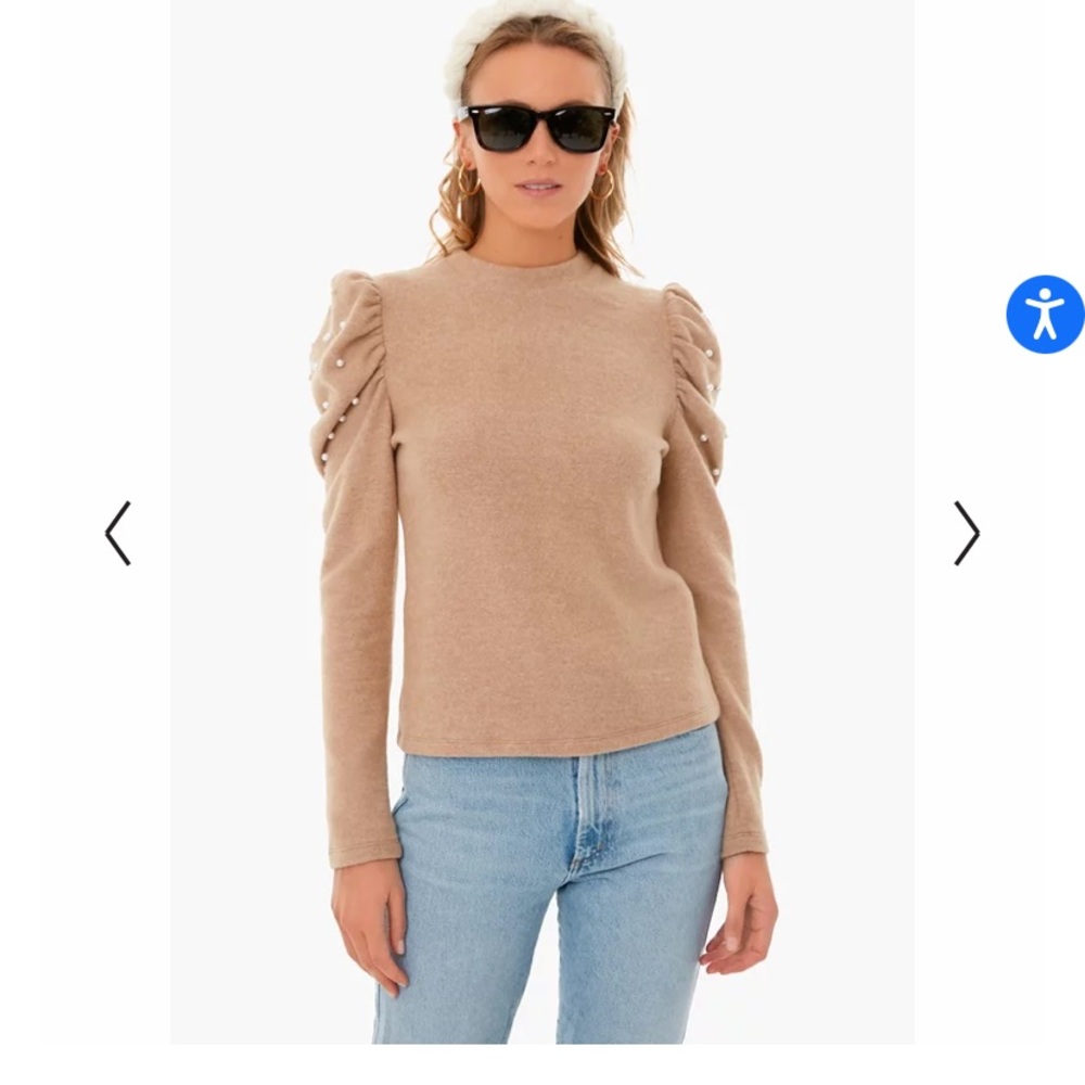 Tuckernuck Camel Pearl Detail Sweater